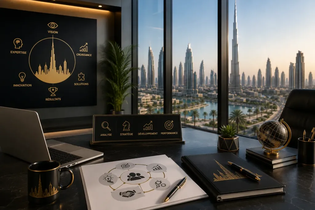 Executive suite with panoramic views of Dubai
